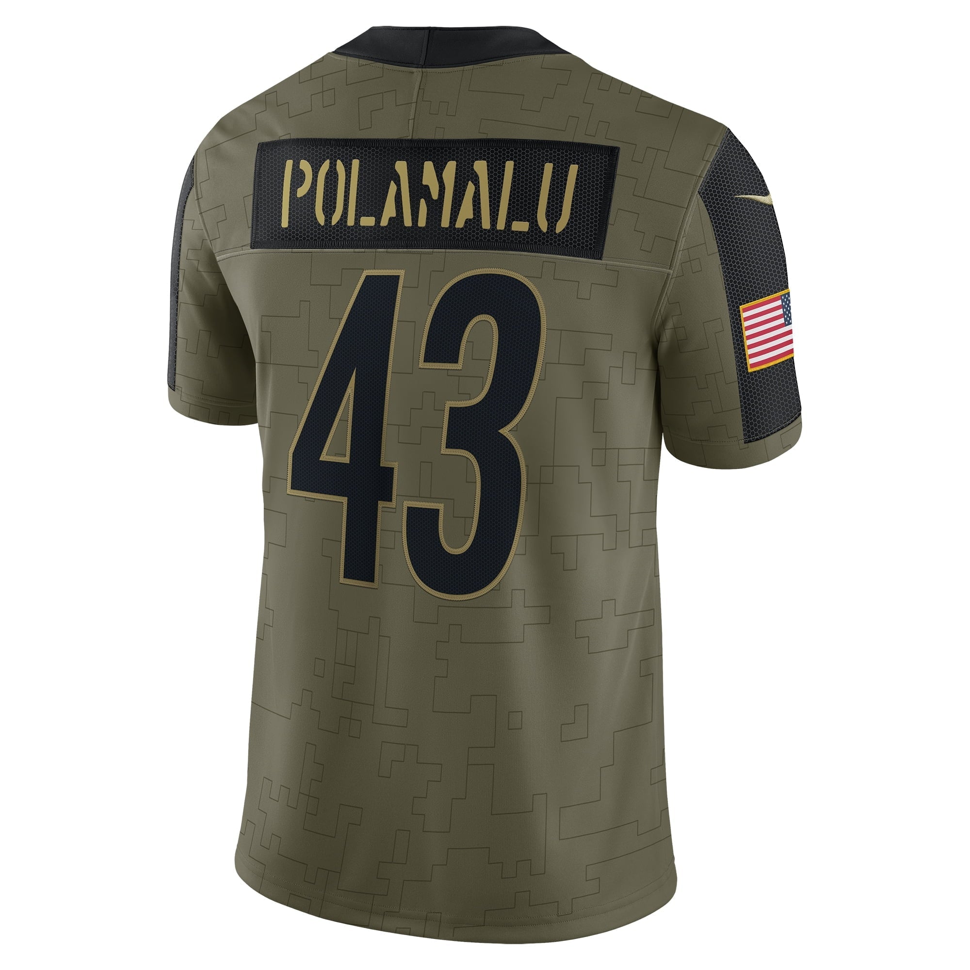 Men's Nike Troy Polamalu Olive Pittsburgh Steelers 2021 Salute To Service Retired Player Limited Jersey