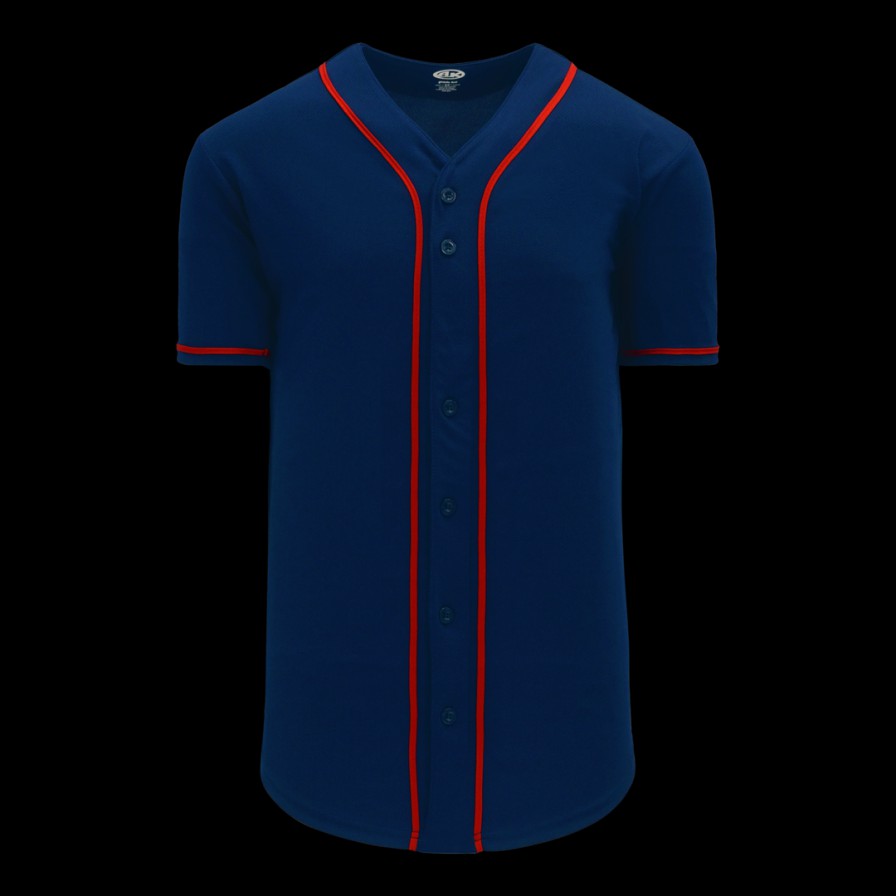 Cheap Athletic Knit Sr. Full Button Baseball Jerseys Sky-Navy