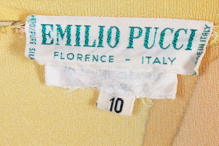 Sale Annie’s Archive 1960s Pucci Wool Jersey Yellow Printed Summer Dress