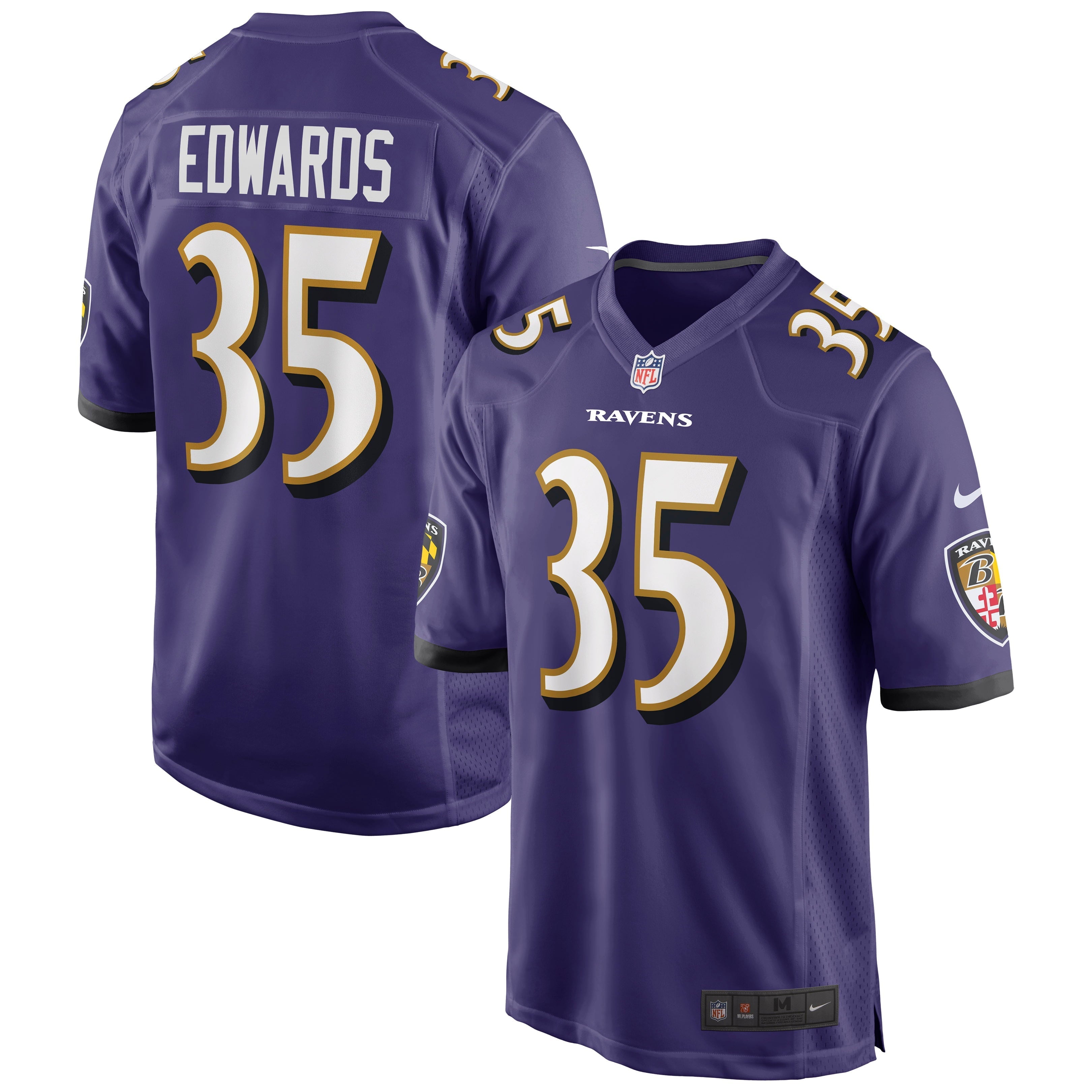 Men's Nike Gus Edwards Purple Baltimore Ravens Game Jersey