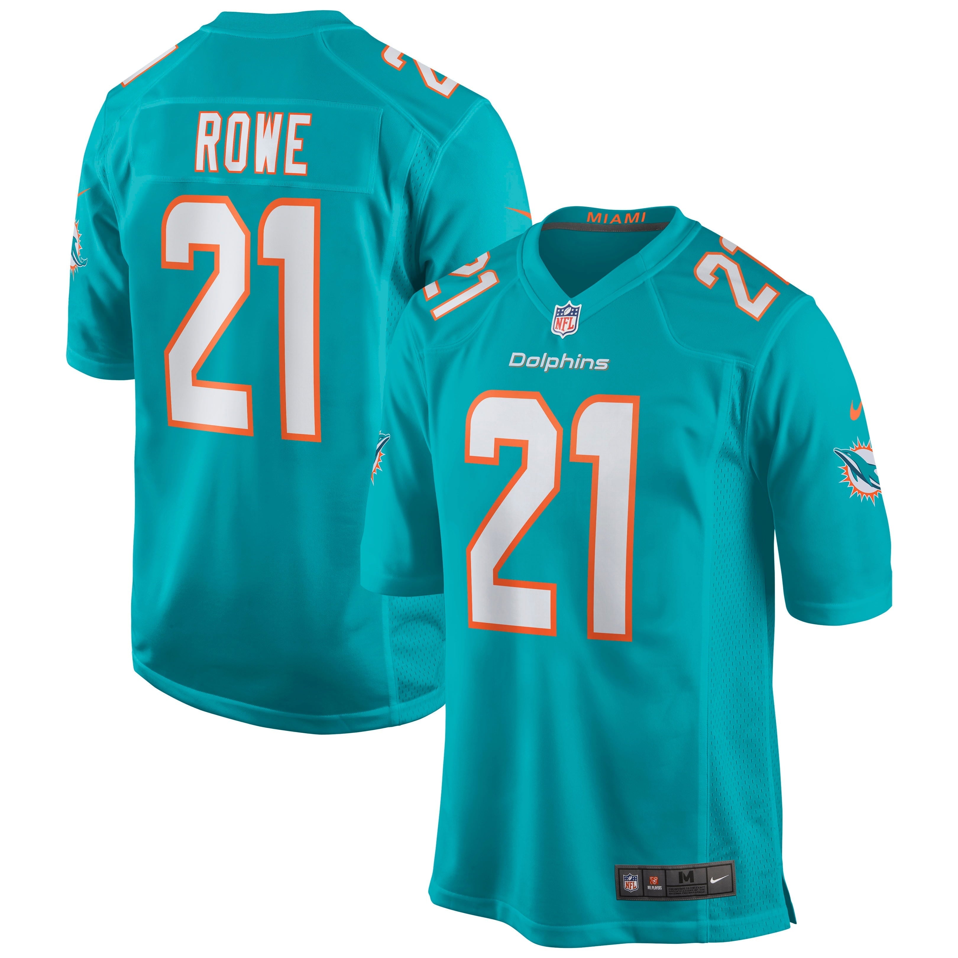 Men's Nike Eric Rowe Aqua Miami Dolphins Game Jersey