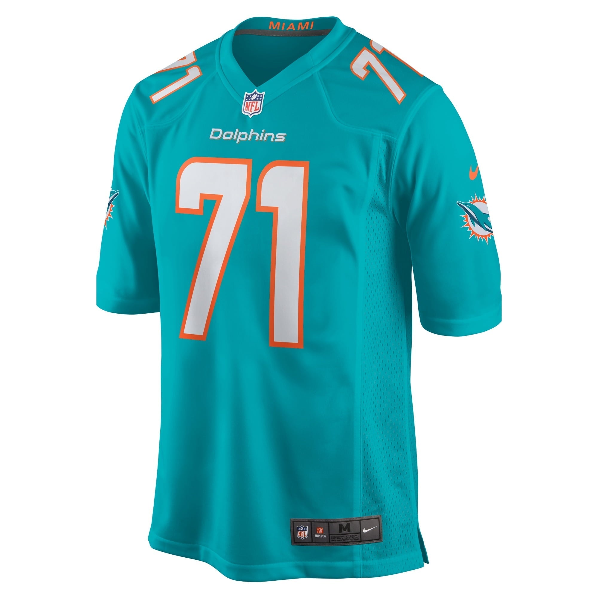 Men's Nike Brandon Shell Aqua Miami Dolphins Home Game Player Jersey