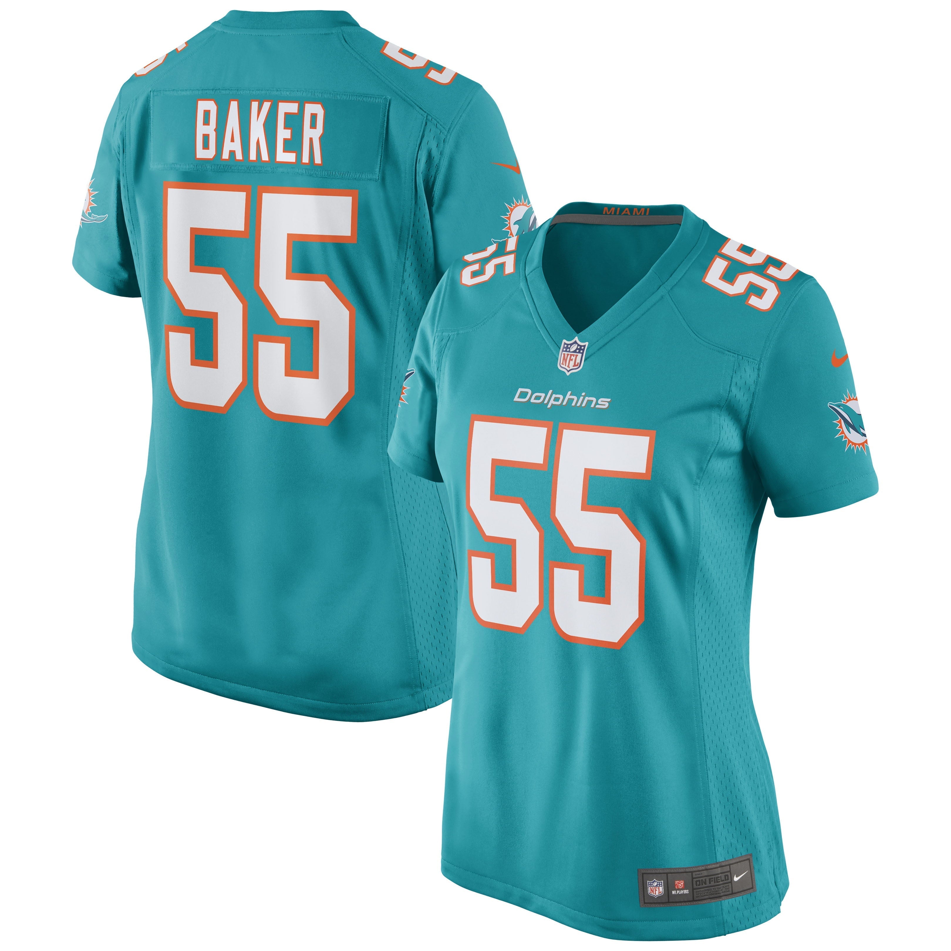 Women's Nike Jerome Baker Aqua Miami Dolphins Game Jersey