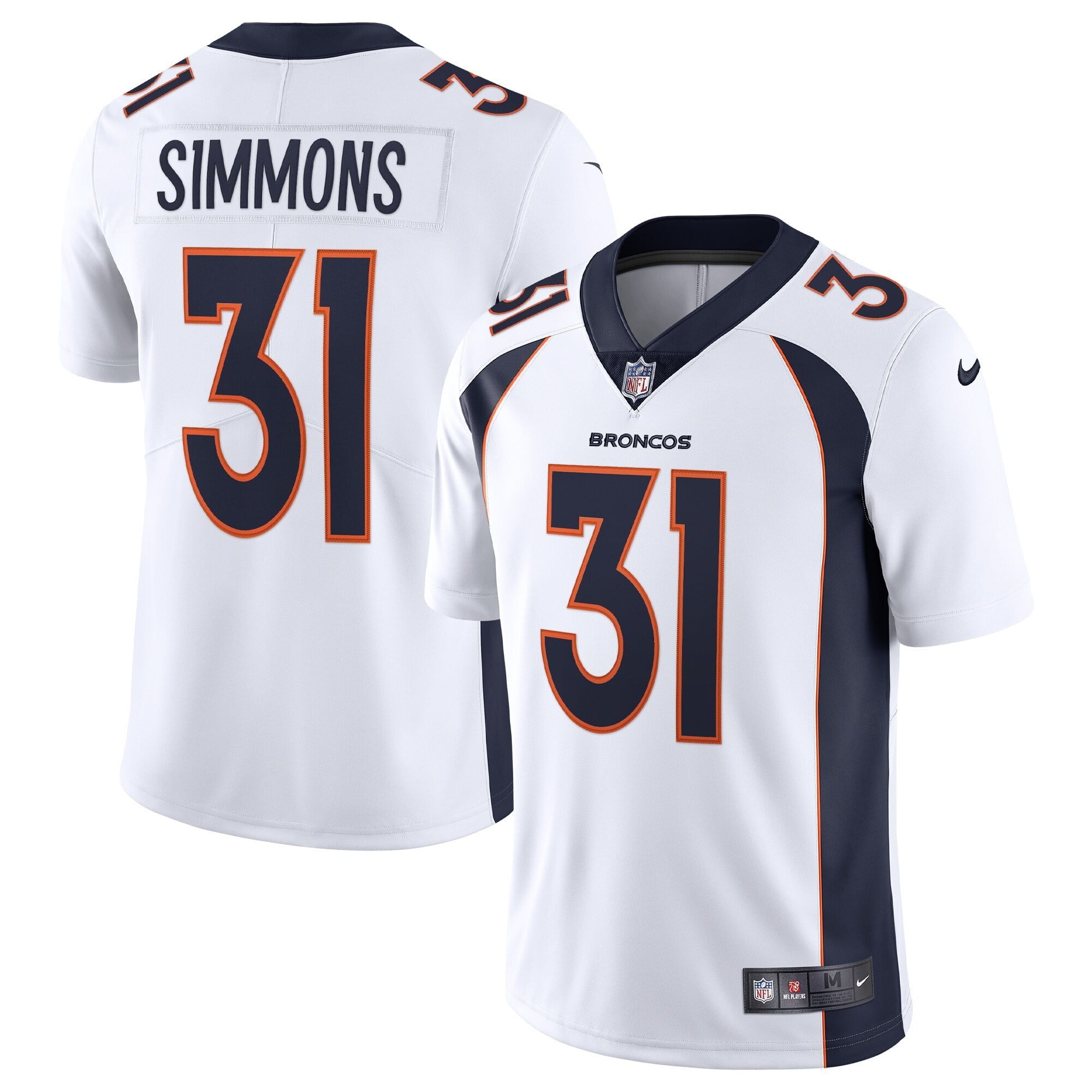 Men's Nike Justin Simmons White Denver Broncos Vapor Limited Jersey