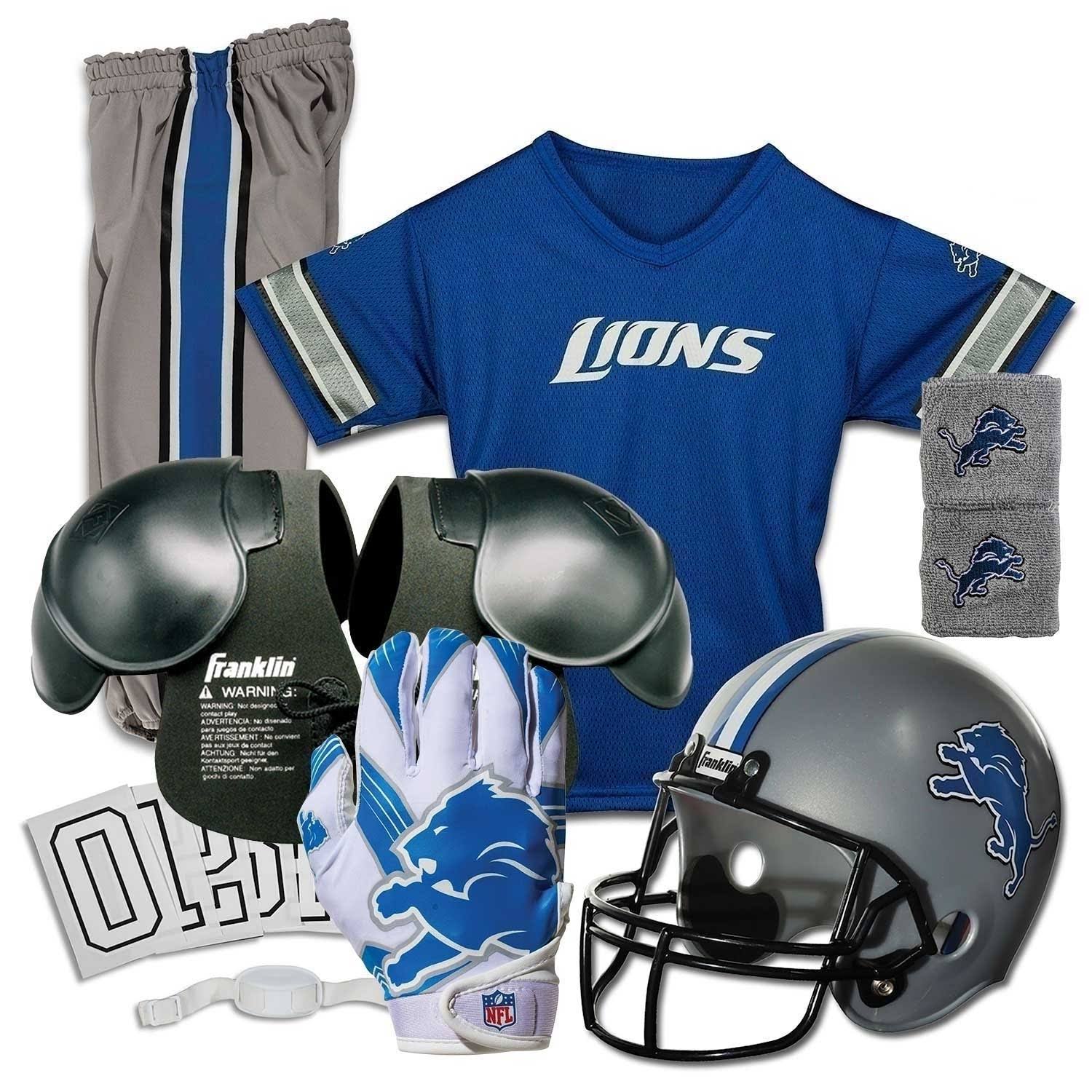 Detroit Lions Kids NFL 8 Piece Uniform Set Small Childrens Football Uniform Helmet u0026 Jersey Set Toddler Football Hol 62