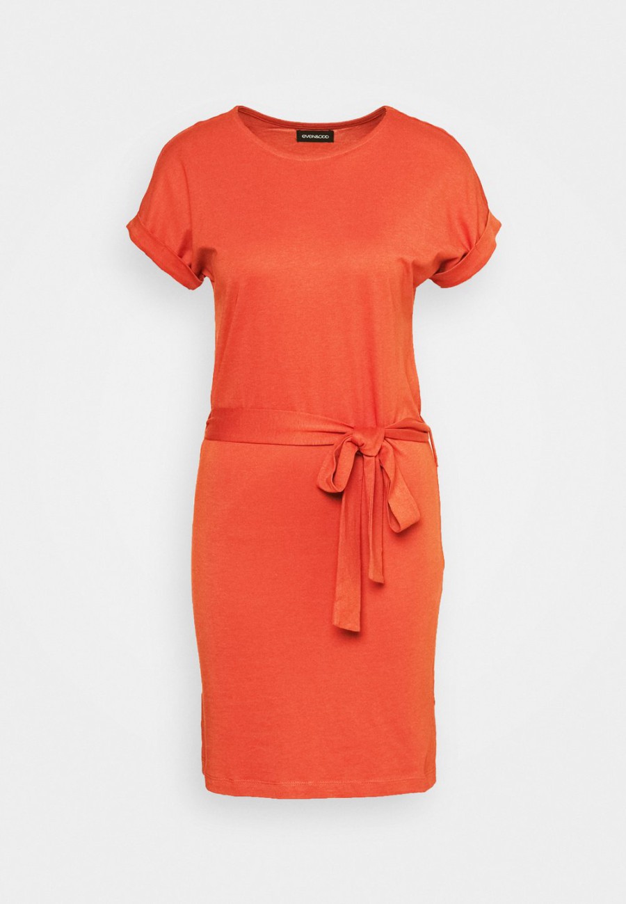 Sale Prix Distinctifs Even&Odd BASIC – Short sleeves mini belted dress – Robe en jersey robes col rond femme XS
