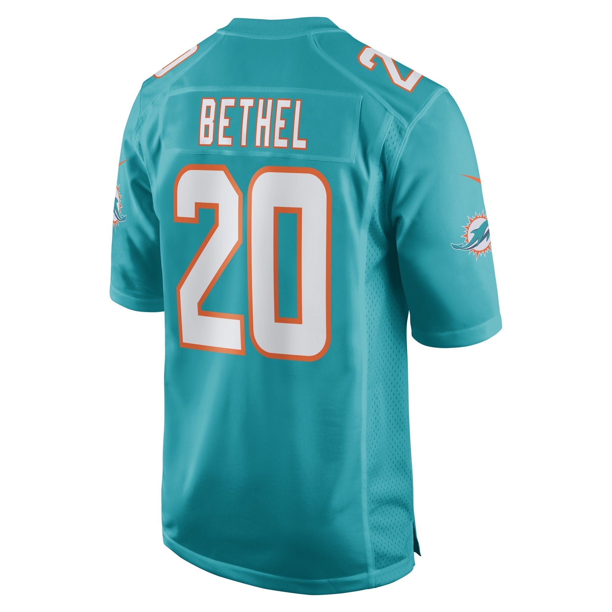 Men's Nike Justin Bethel Aqua Miami Dolphins Game Player Jersey