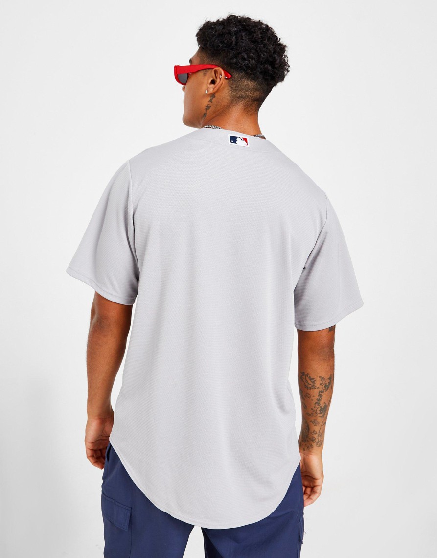 Discount Nike MLB Boston Red Sox Road Jersey Herre Grå S
