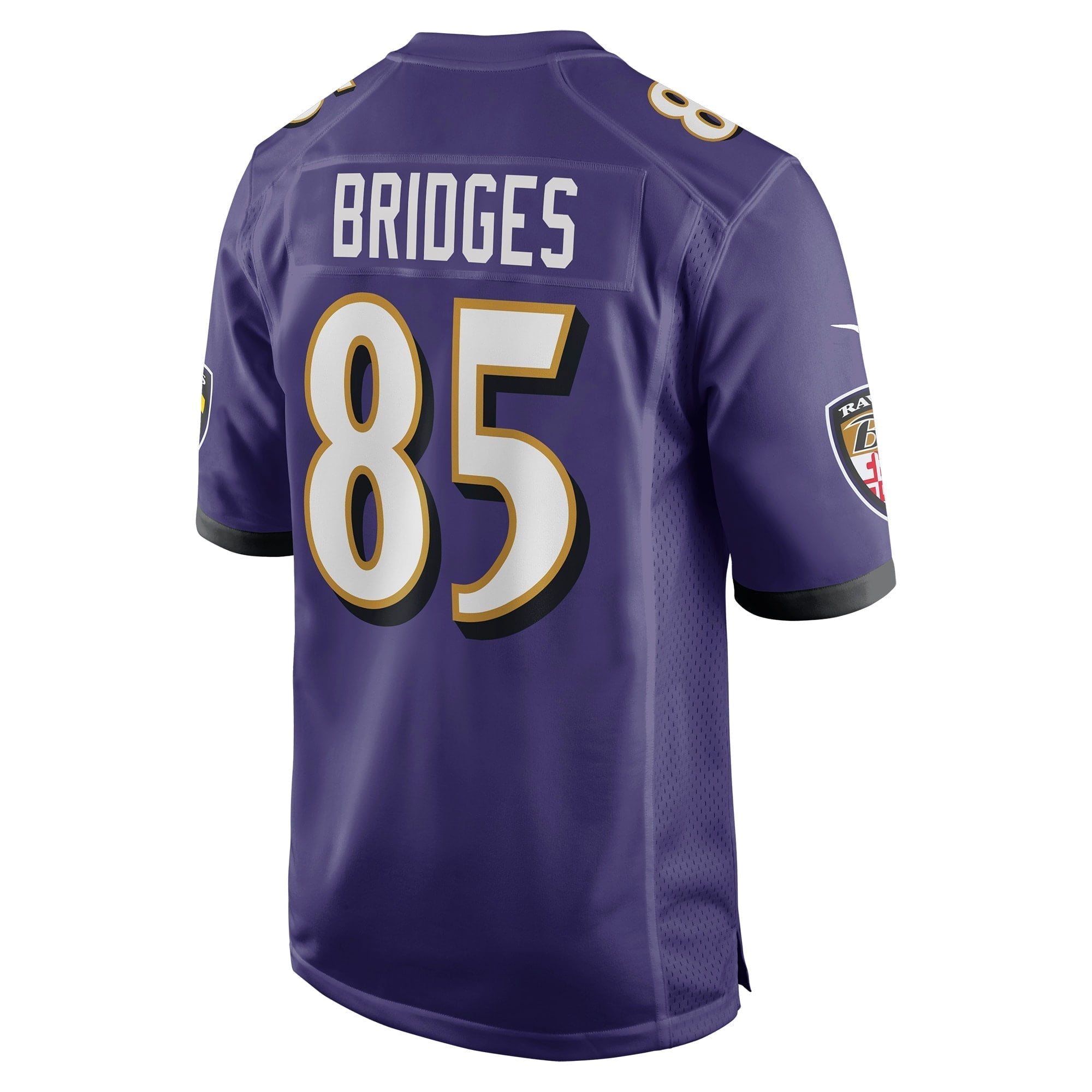 Men's Nike Shemar Bridges Purple Baltimore Ravens Player Game Jersey
