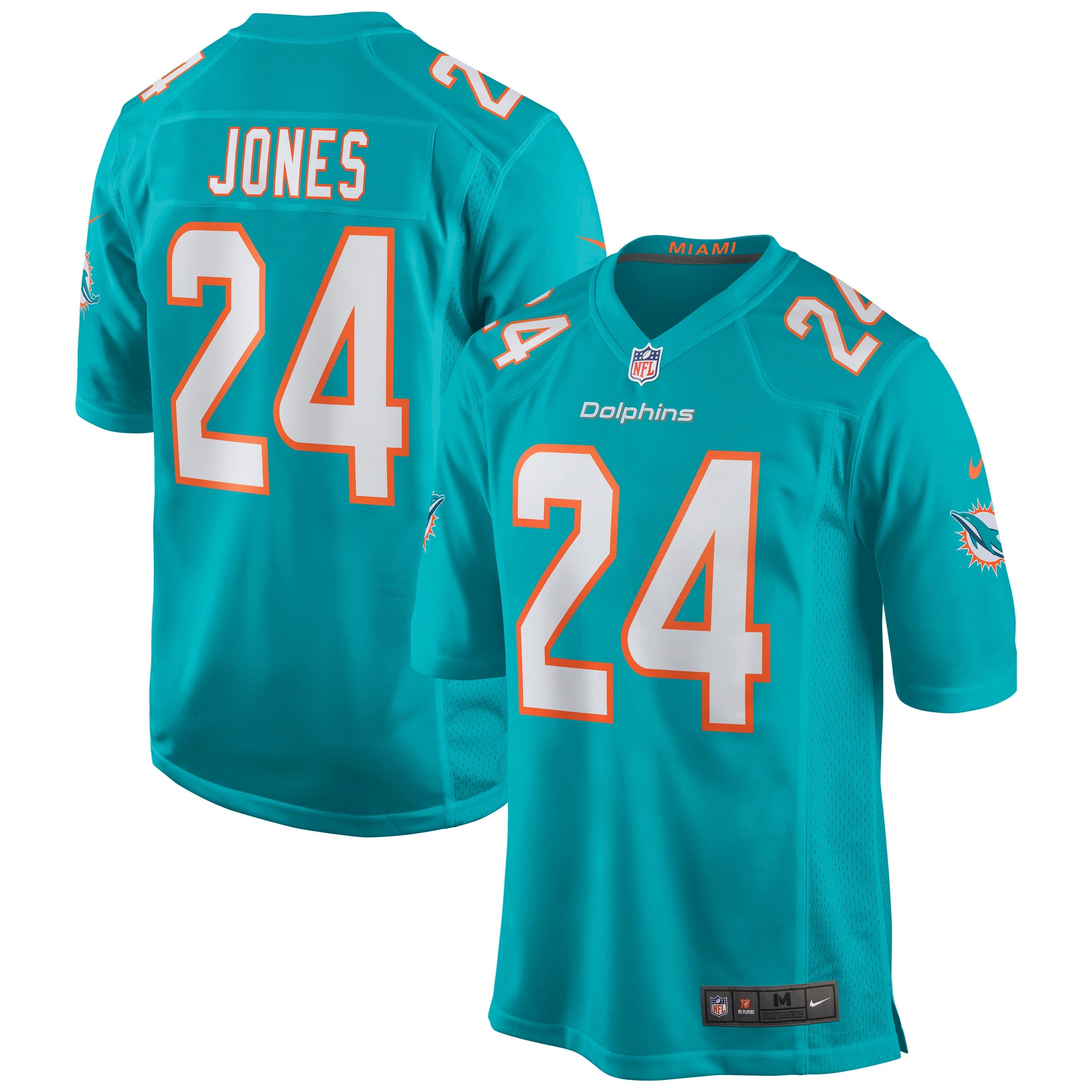 Men's Nike Byron Jones Aqua Miami Dolphins Game Jersey