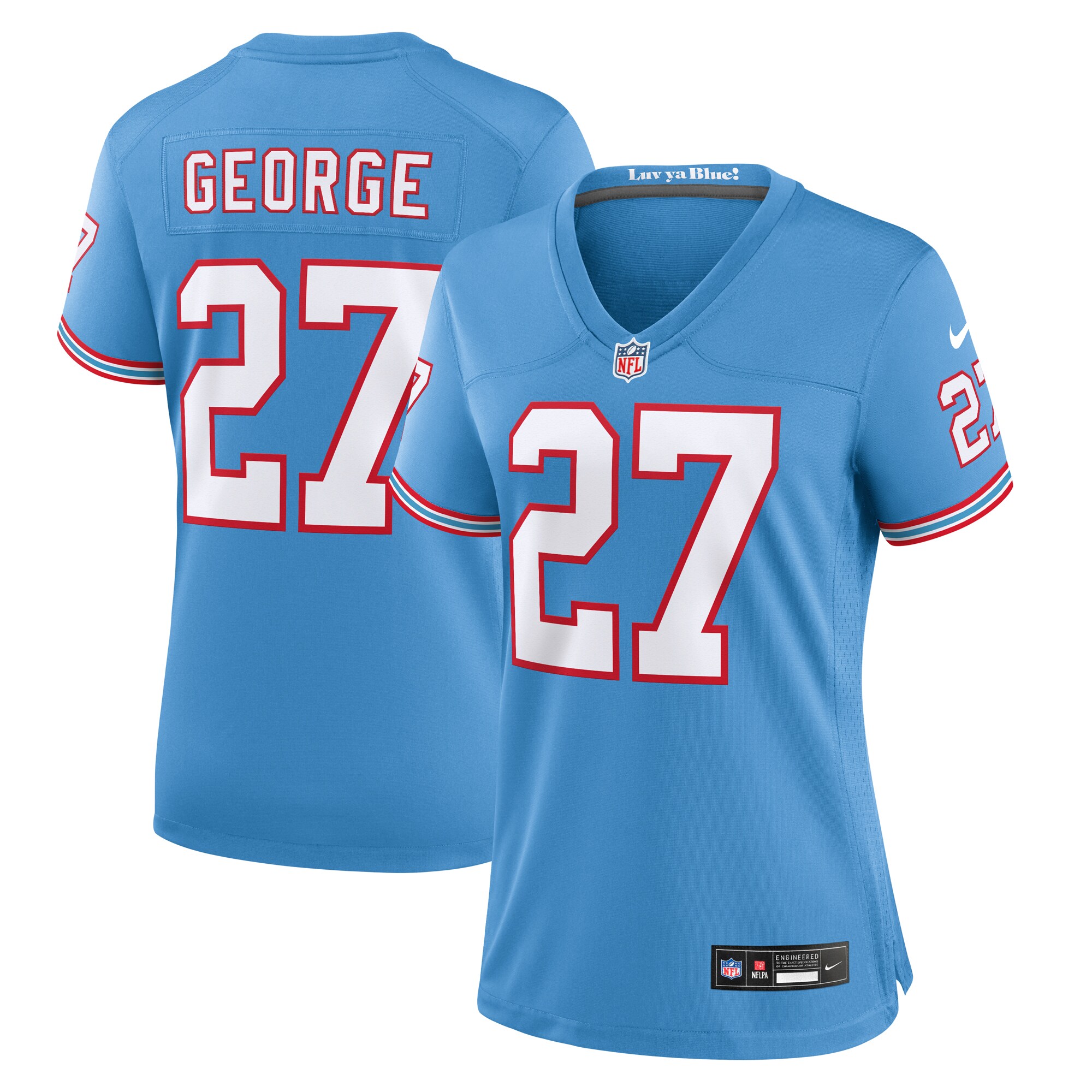 Eddie George Tennessee Titans Nike Women's Oilers Throwback Retired Player Game Jersey - Light Blue