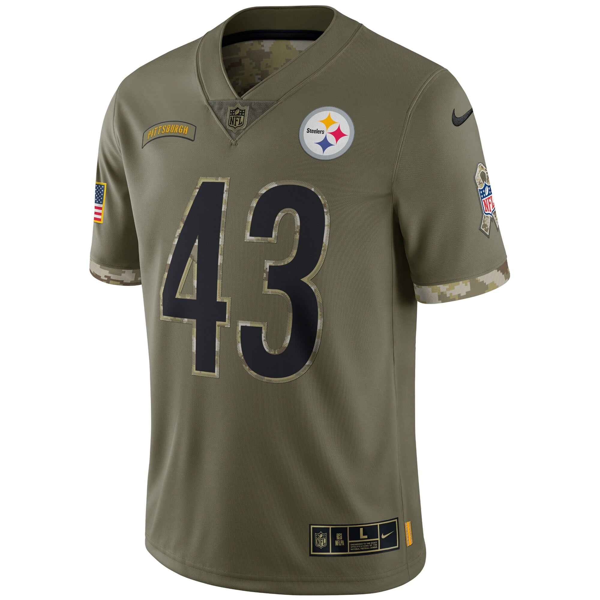 Men's Nike Troy Polamalu Olive Pittsburgh Steelers 2022 Salute To Service Retired Player Limited Jersey