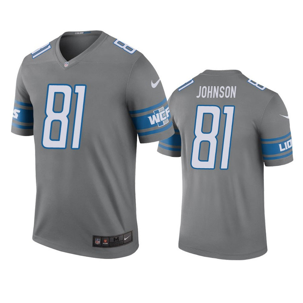 Men's Detroit Lions Calvin Johnson Legend Jersey Steel
