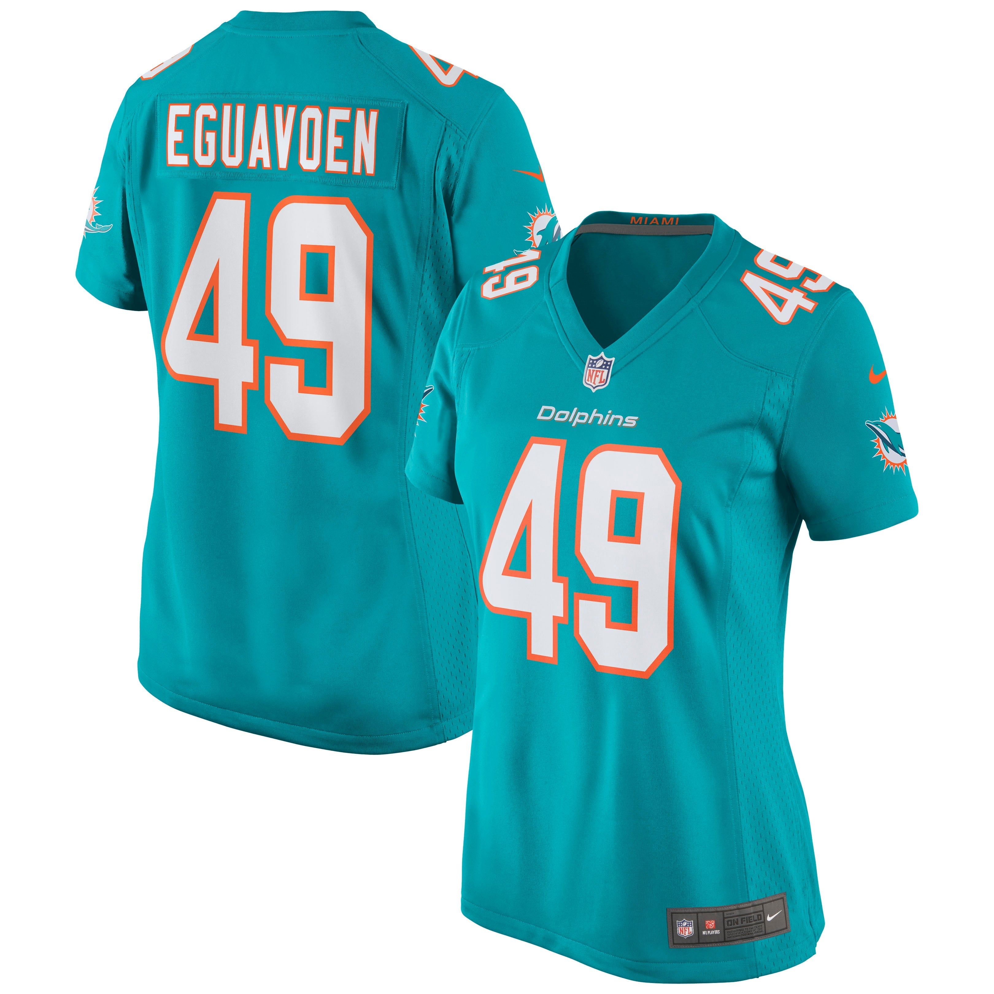 Women's Nike Sam Eguavoen Aqua Miami Dolphins Game Jersey