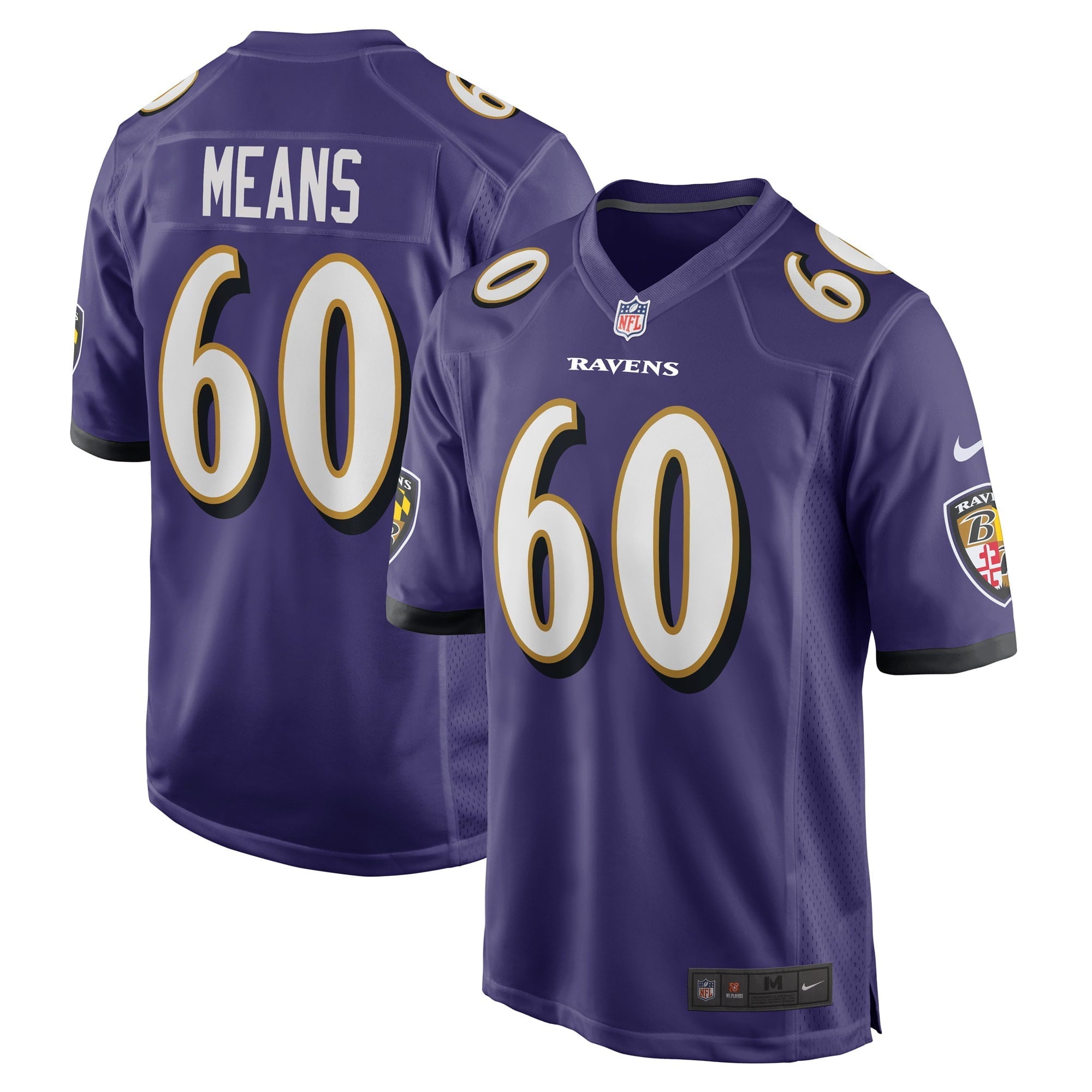 Men's Nike Steven Means Purple Baltimore Ravens Game Player Jersey