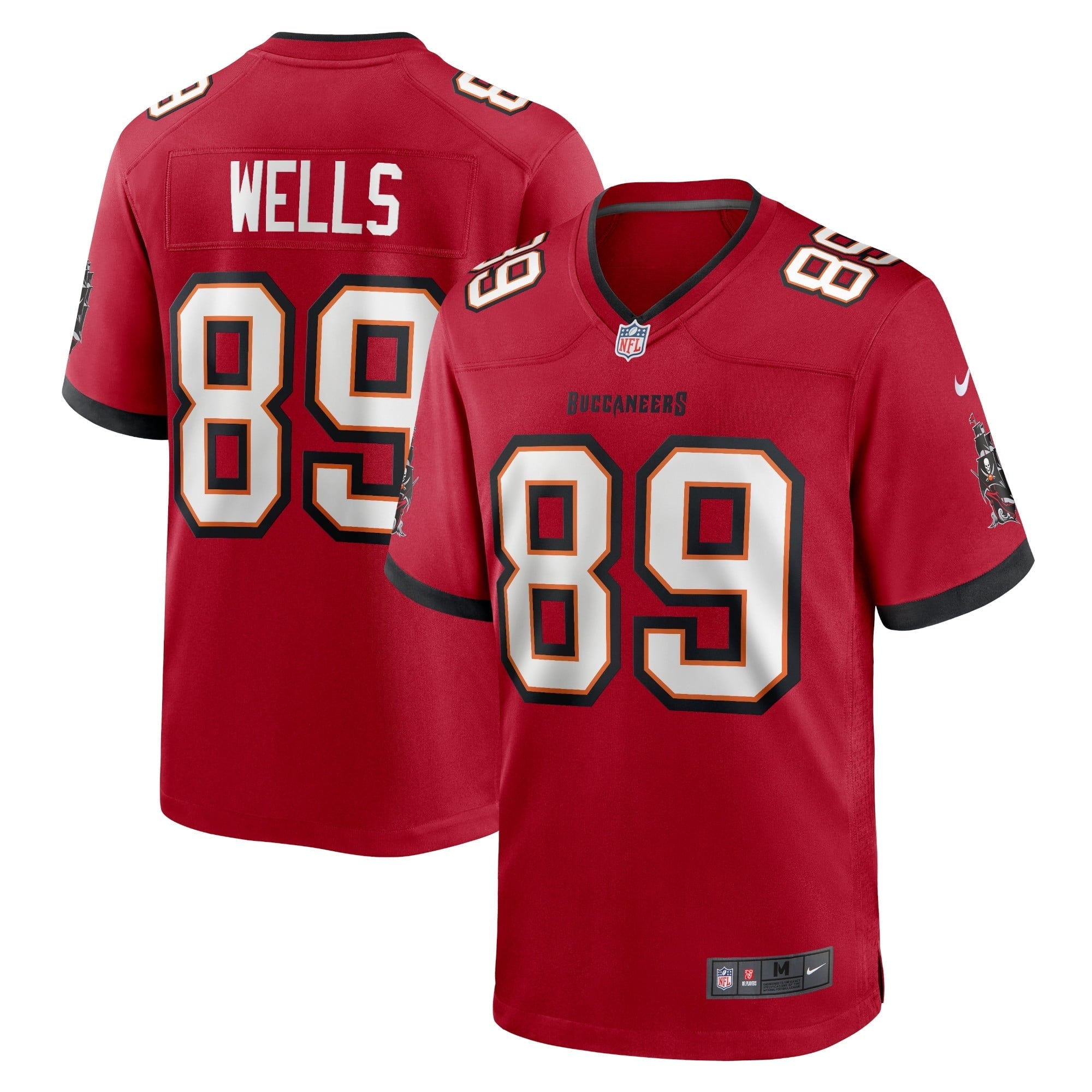 Men's Nike David Wells Red Tampa Bay Buccaneers Home Game Player Jersey