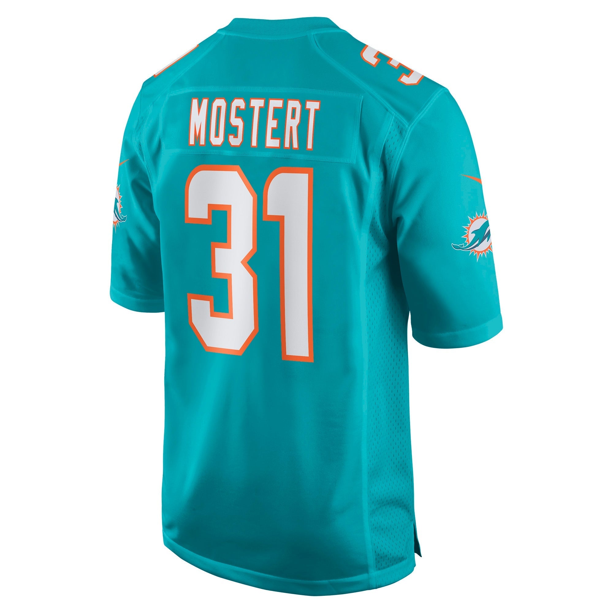 Men's Nike Raheem Mostert Aqua Miami Dolphins Game Jersey