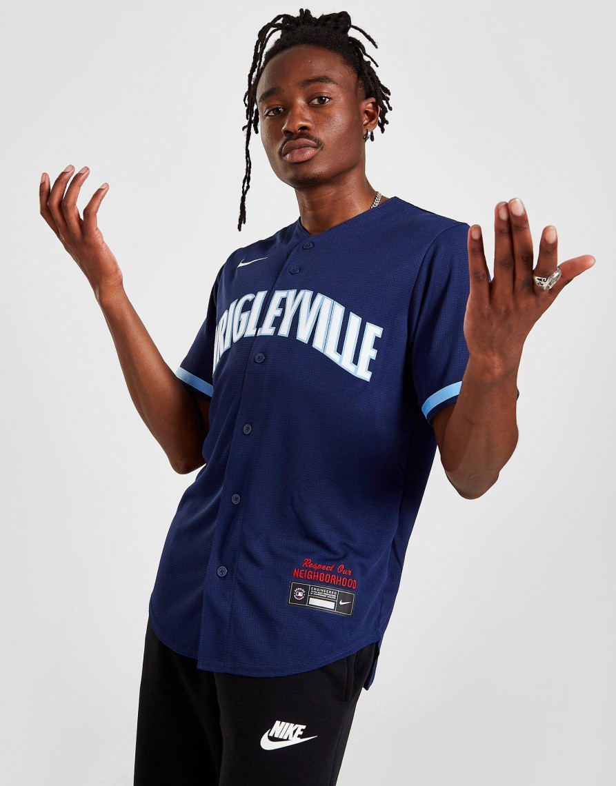 Sale Nike MLB Chicago Cubs City Jersey Blå S