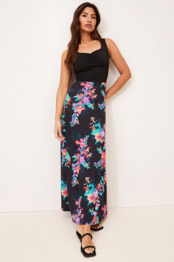 Clearance Lipsy Mono Animal Regular 2 In 1 Jersey Maxi Dress Mono Animal