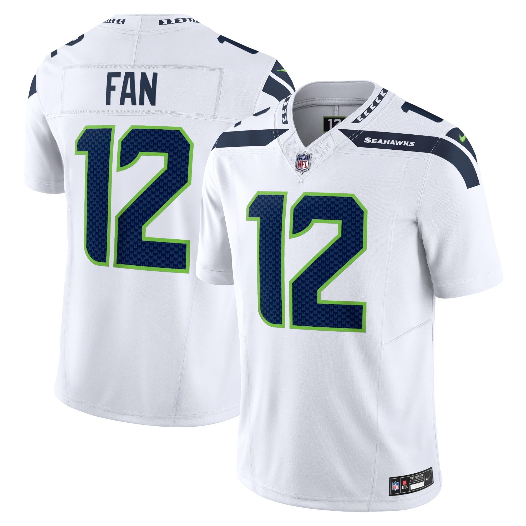 Men's Nike 12s White Seattle Seahawks Vapor F.U.S.E. Limited Jersey