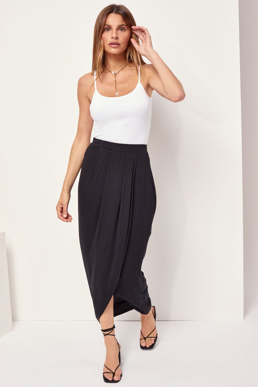 Sale Lipsy Black Regular Jersey Wrap Skirt Black