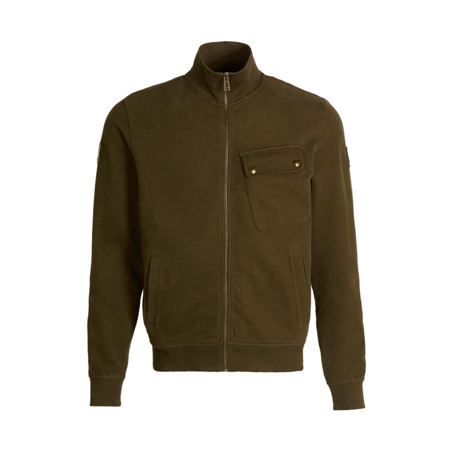 Sale Belstaff Royal Enfield Zip Through Jersey – Olive S