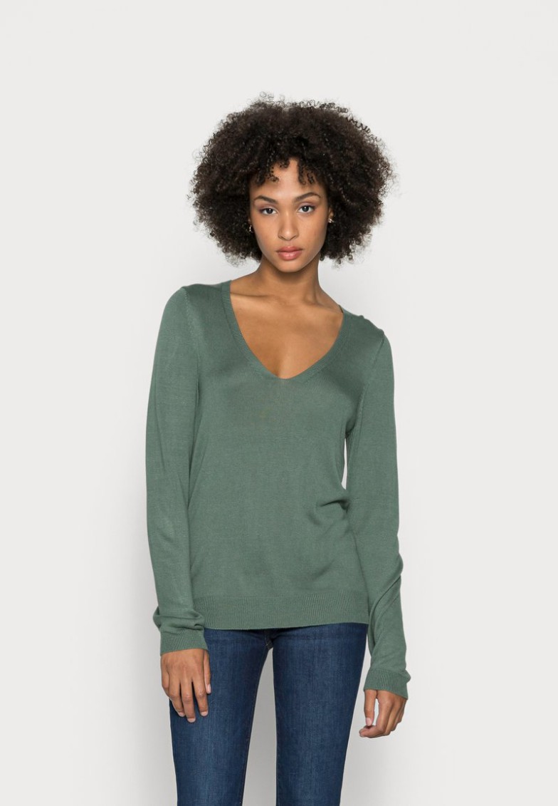 Discount Anna Field OPEN V NECK JUMPER – Jersey De Punto – Green, Mujer L