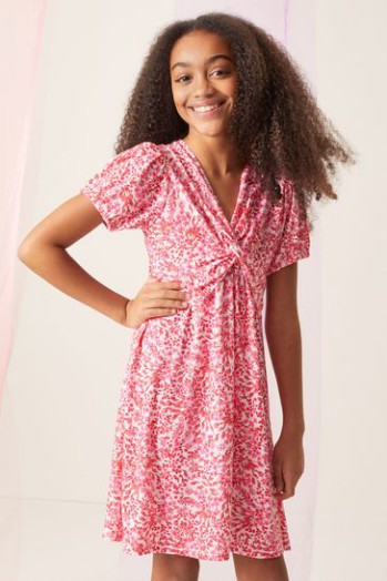 Outlet Lipsy Pink Jersey Knot Front Dress UK Age 5-6