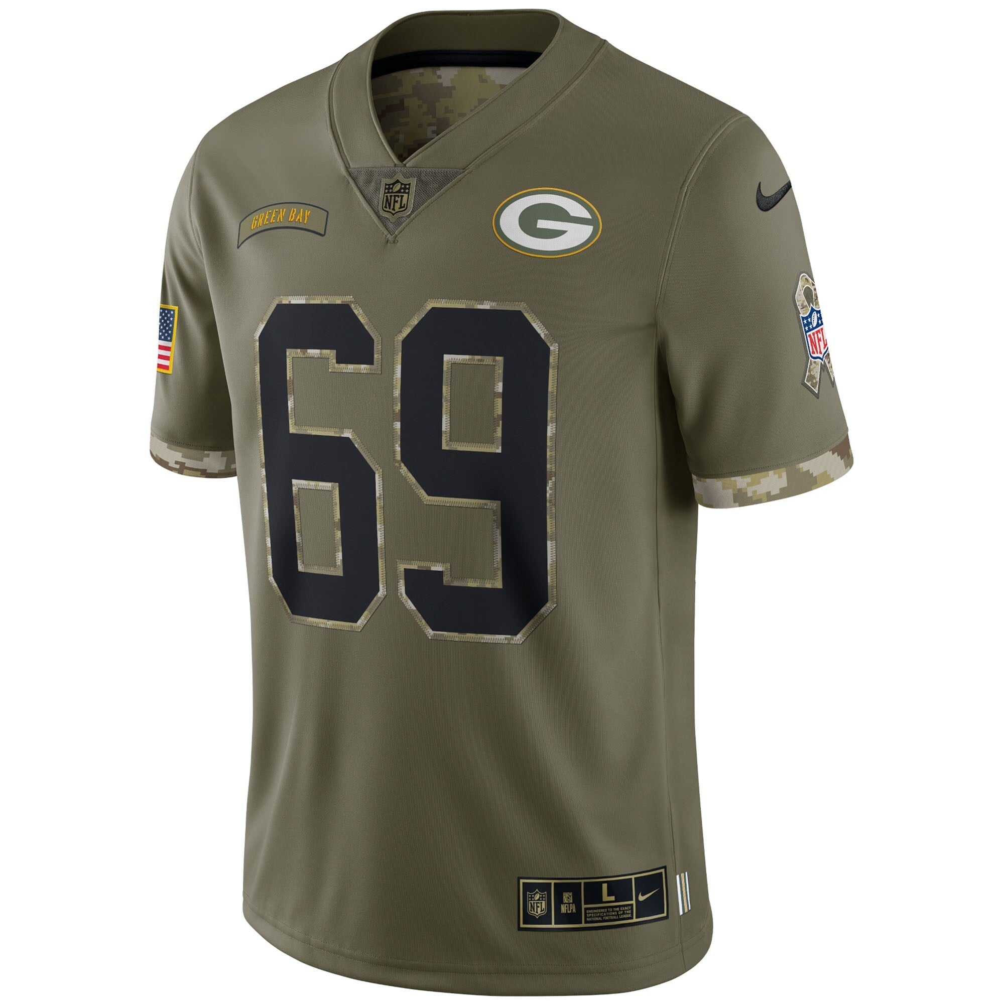 Men's Nike David Bakhtiari Olive Green Bay Packers 2022 Salute To Service Limited Jersey