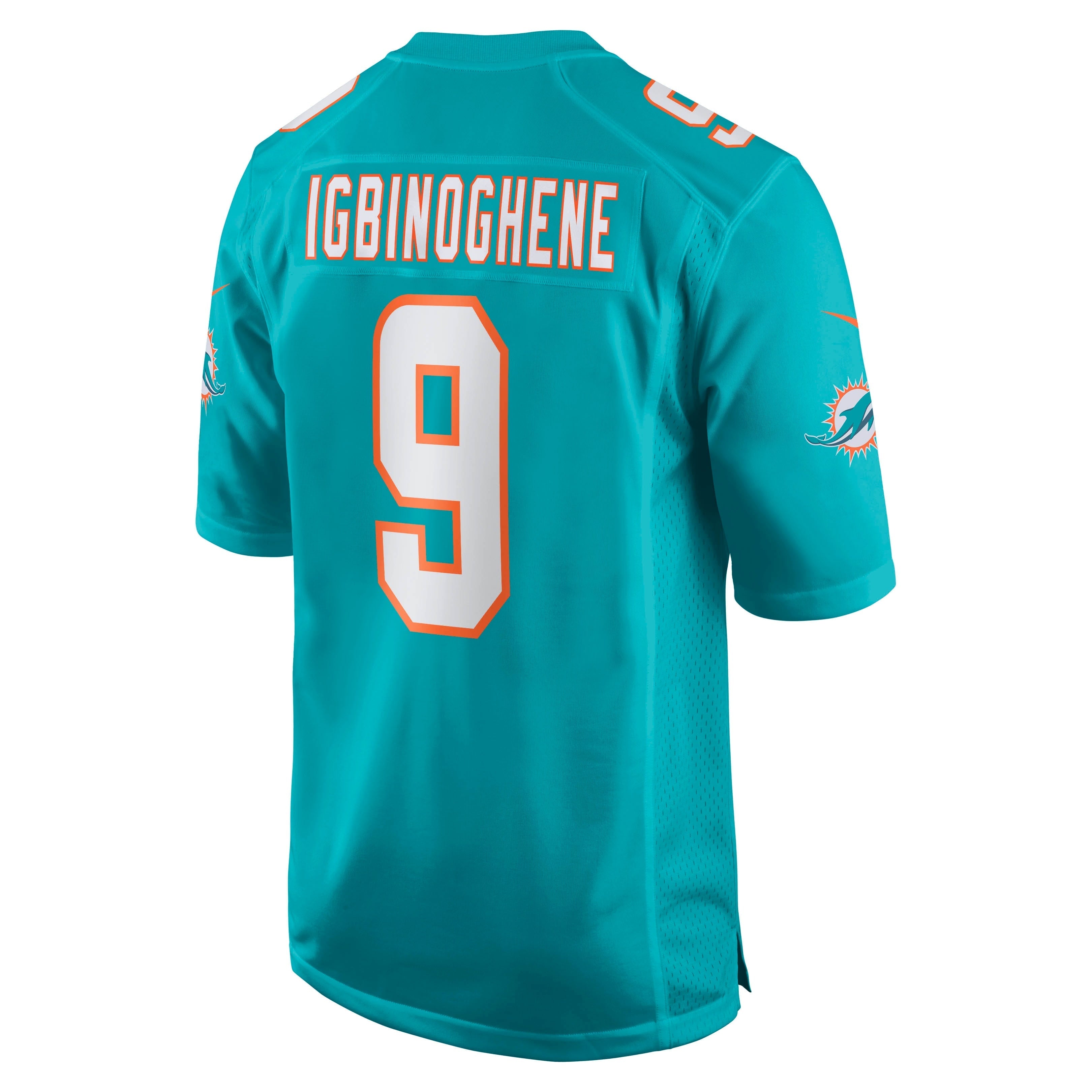 Men's Nike Noah Igbinoghene Aqua Miami Dolphins Game Player Jersey