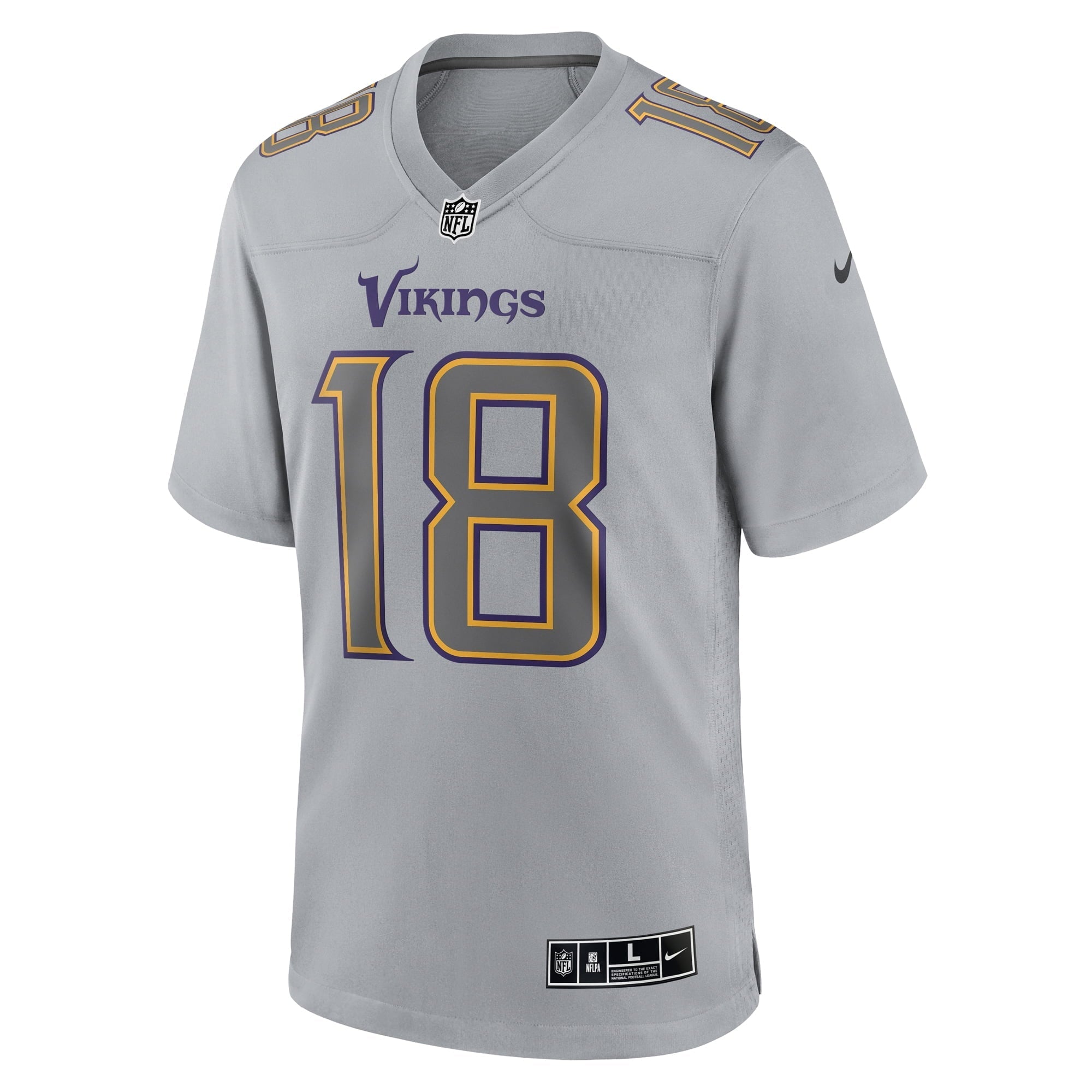 Men's Nike Justin Jefferson Gray Minnesota Vikings Atmosphere Fashion Game Jersey