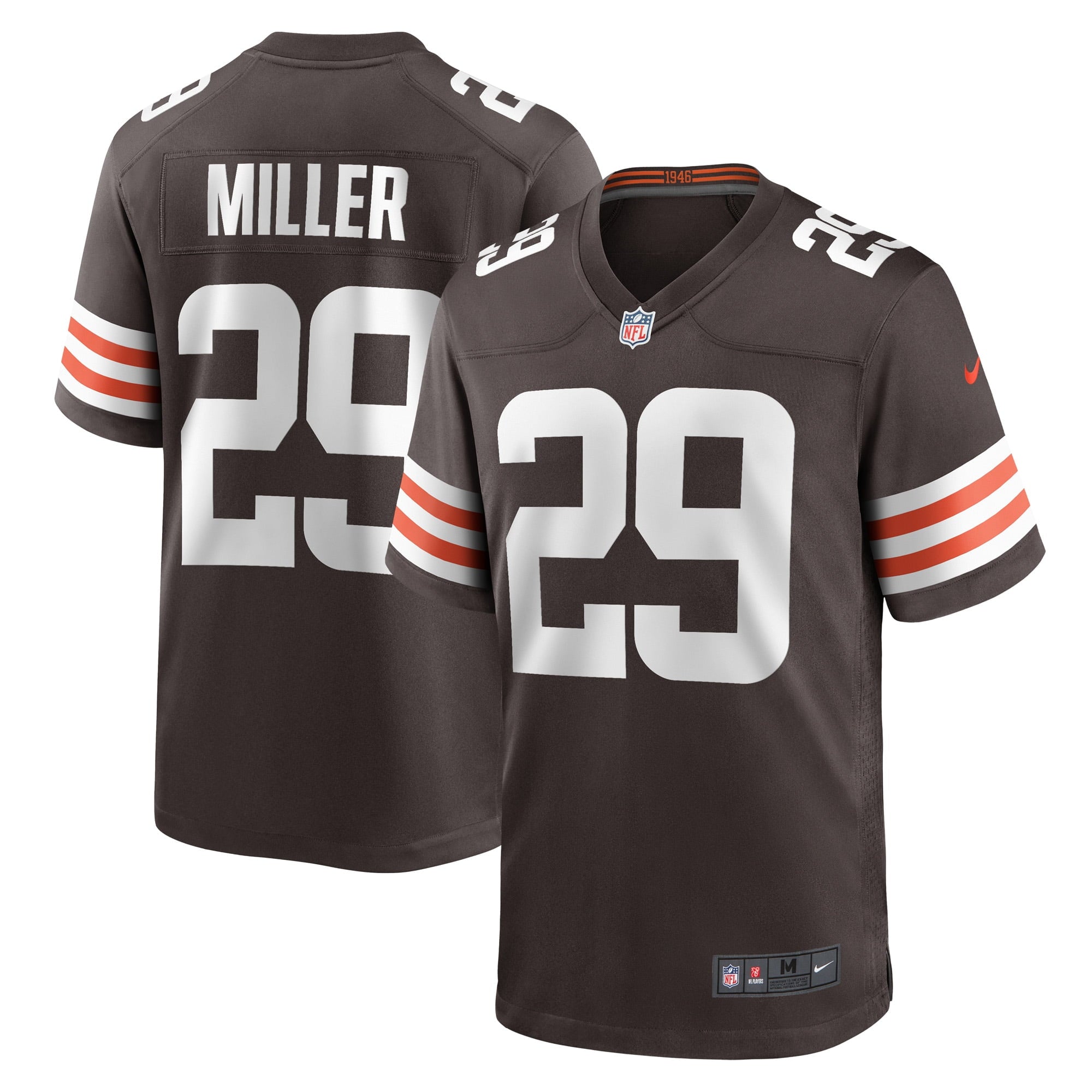 Men's Nike Herb Miller Brown Cleveland Browns Game Player Jersey