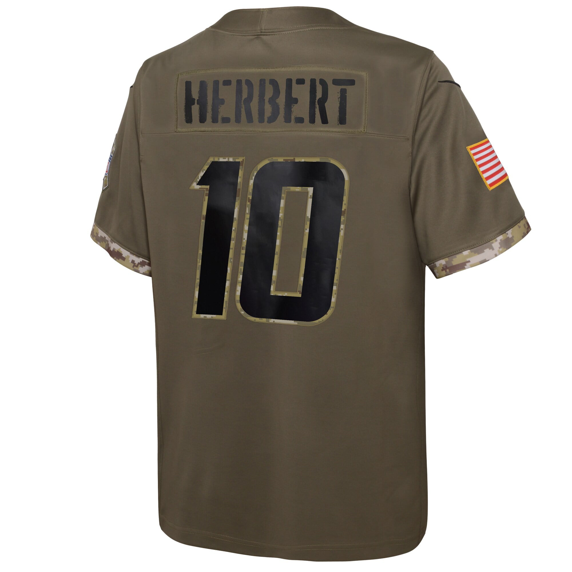 Youth Nike Justin Herbert Olive Los Angeles Chargers 2022 Salute To Service Player Limited Jersey