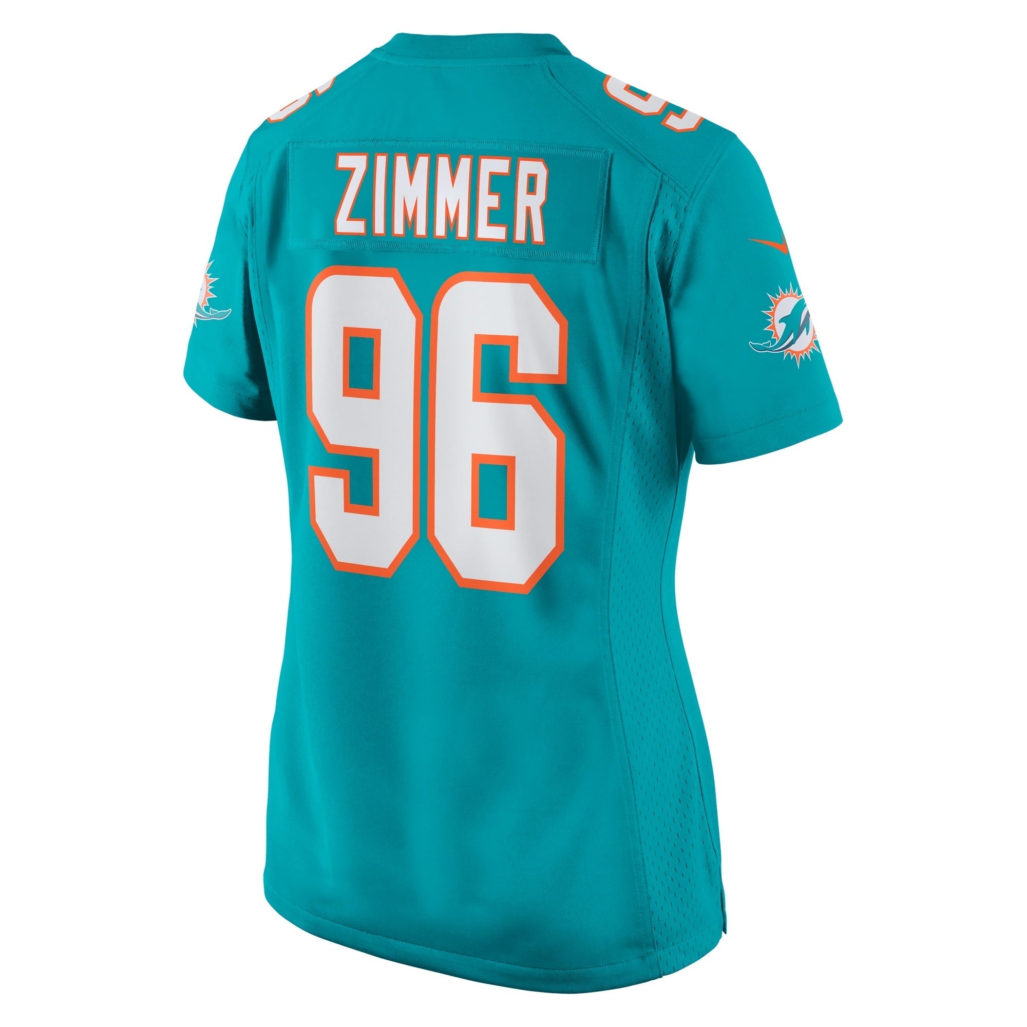 Women's Nike Justin Zimmer Aqua Miami Dolphins Home Game Player Jersey