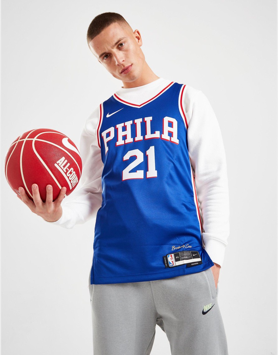 Discount Nike NBA Philadelphia 76ers Swingman Embiid #21 Jersey Blå XS