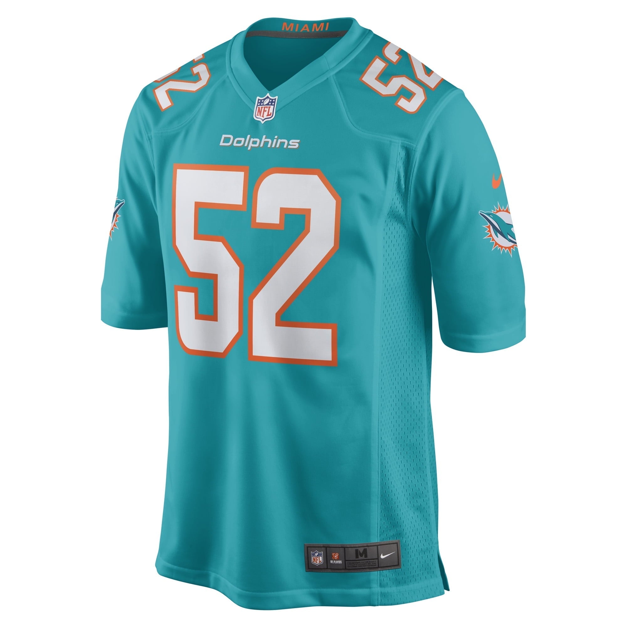 Men's Nike Elandon Roberts Aqua Miami Dolphins Game Player Jersey