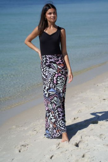 Clearance Lipsy Mono Animal Regular 2 In 1 Jersey Maxi Dress Mono Animal