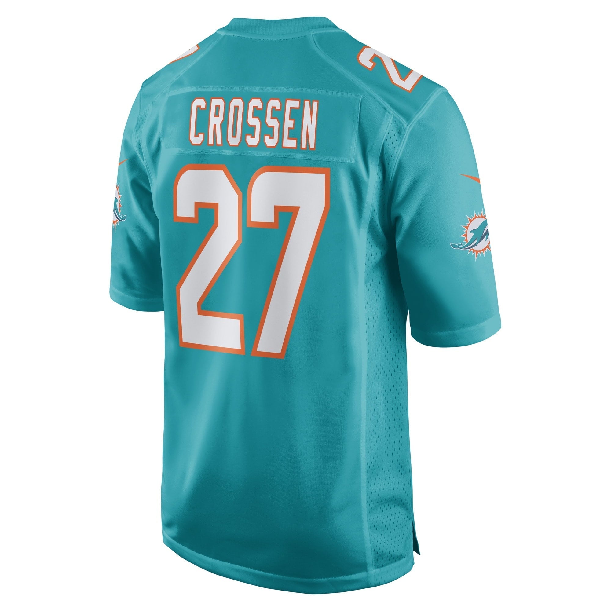 Men's Nike Keion Crossen Aqua Miami Dolphins Game Player Jersey