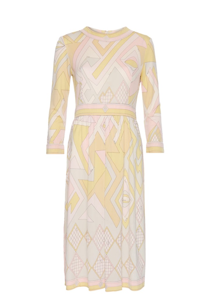 Sale Annie’s Archive 1960s Pucci Wool Jersey Yellow Printed Summer Dress