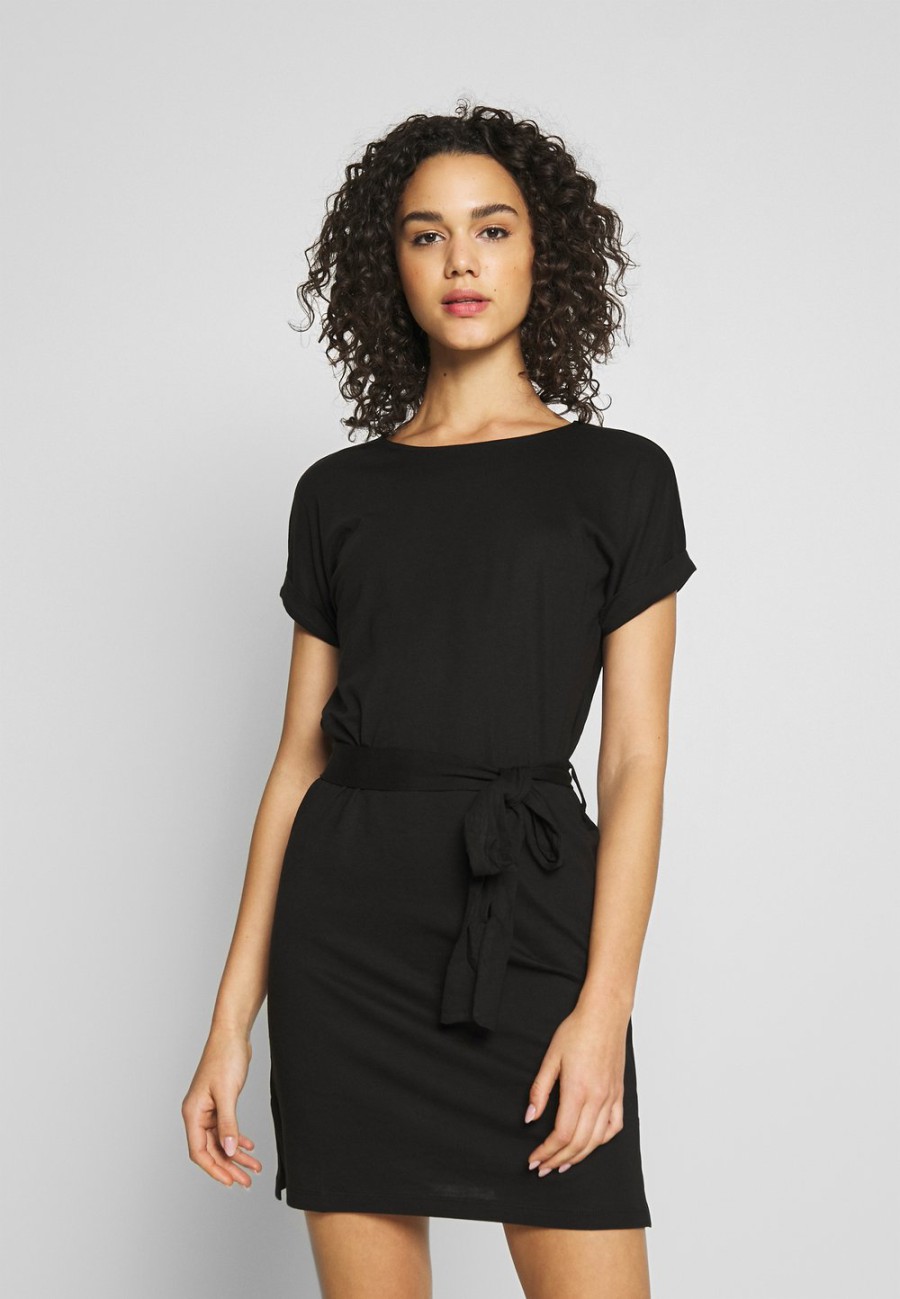 Outlet Even&Odd BASIC – Short sleeves mini belted dress – Robe en jersey Prix Incroyables robes col rond femme XS
