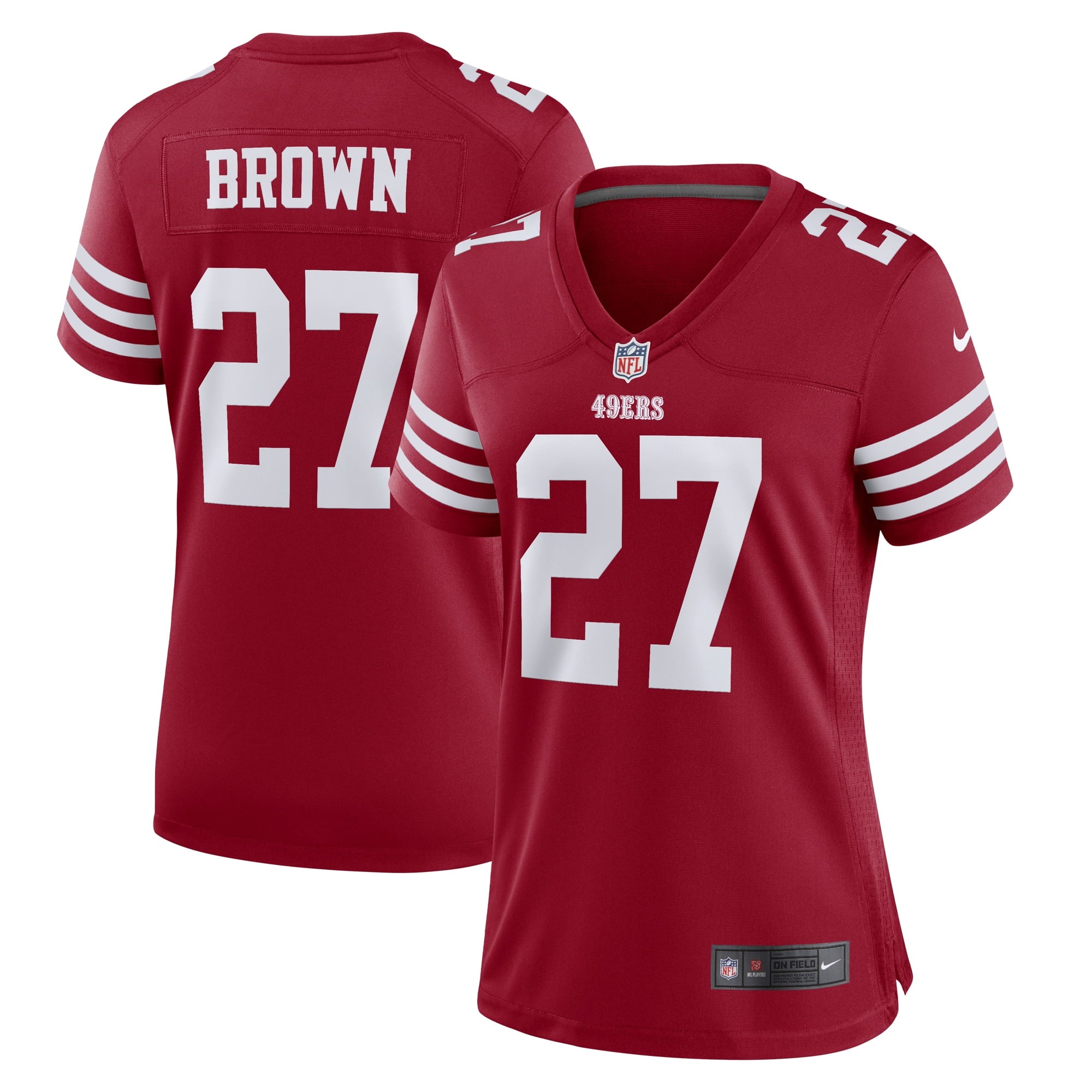 Women's Nike Ji'Ayir Brown Scarlet San Francisco 49ers Team Game Jersey