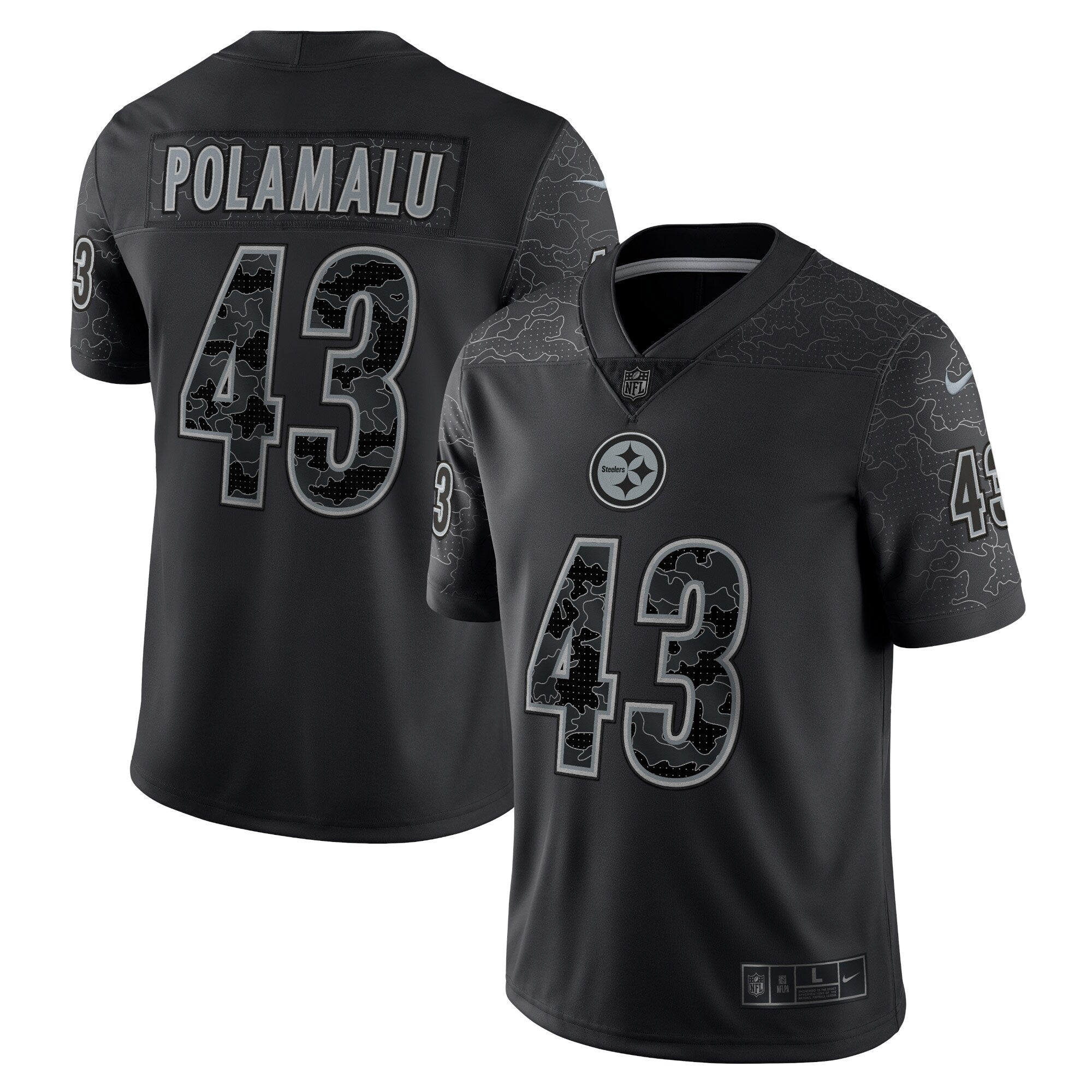 Men's Nike Troy Polamalu Black Pittsburgh Steelers Retired Player RFLCTV Limited Jersey