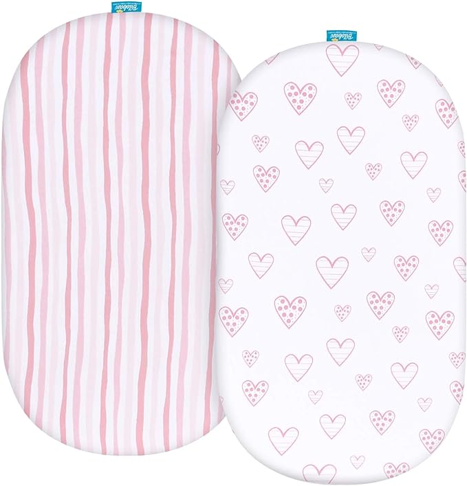 Bassinet Sheets Fit for Delta Children Sweet Dreams Bassinet & Beberoad Love Baby Travel Bassinet, 2 Pack, 100% Jersey Knit Cotton, Breathable and Heavenly Soft