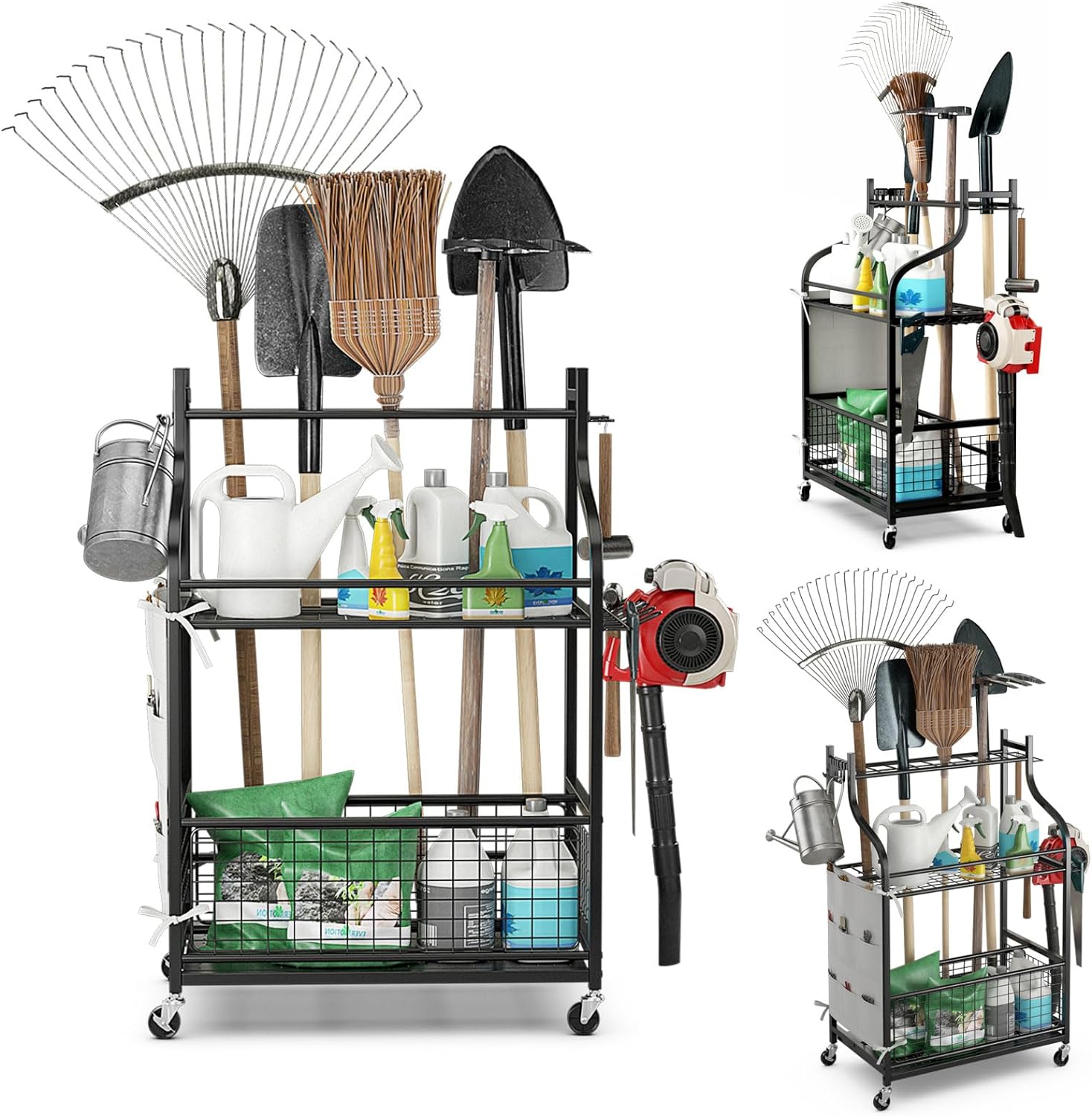 Garden Shed Tool Rack For 78 Tools 3-Tier Garden Tool Organizer