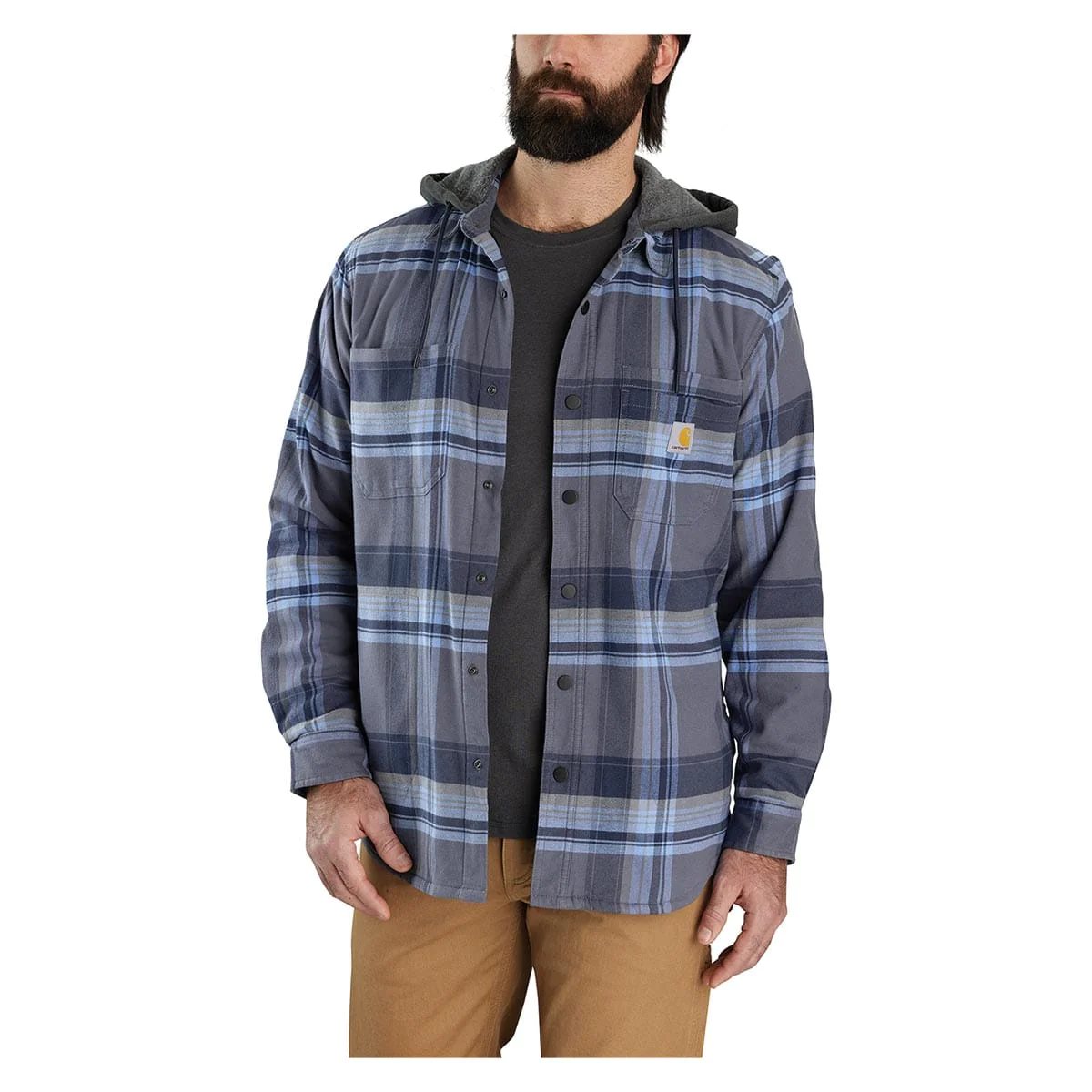 Carhartt Rugged Flex Relaxed Fit Flannel Fleece Lined Hooded Shirt Jac