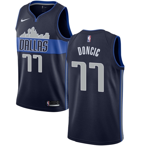 Nike Dallas Mavericks #77 Luka Doncic Navy NBA Swingman Statement Edition Jersey Mens