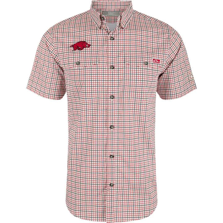 Drake Arkansas Hunter Creek Windowpane Plaid Short Sleeve Shirt
