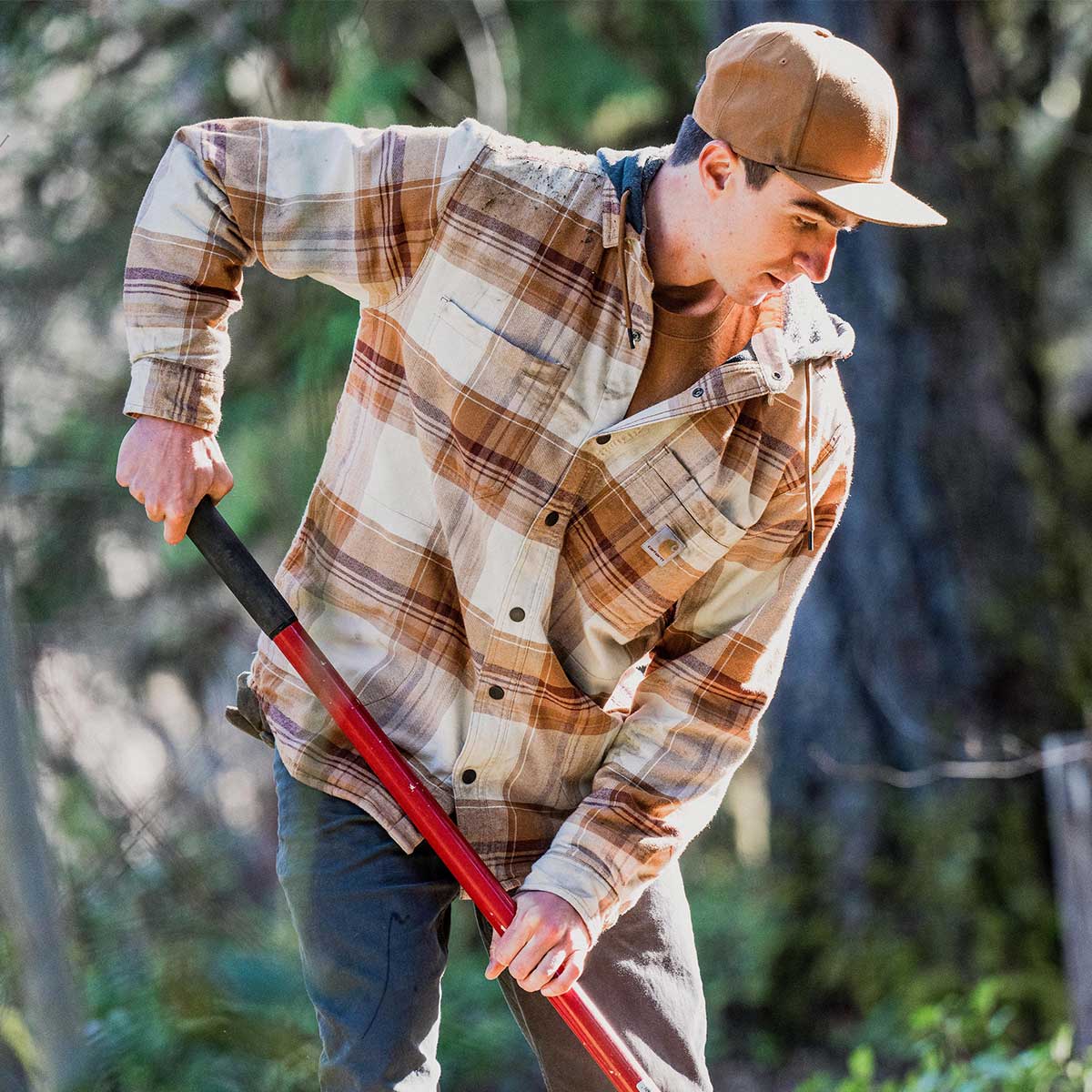 Carhartt Rugged Flex Relaxed Fit Flannel Fleece Lined Hooded Shirt Jac