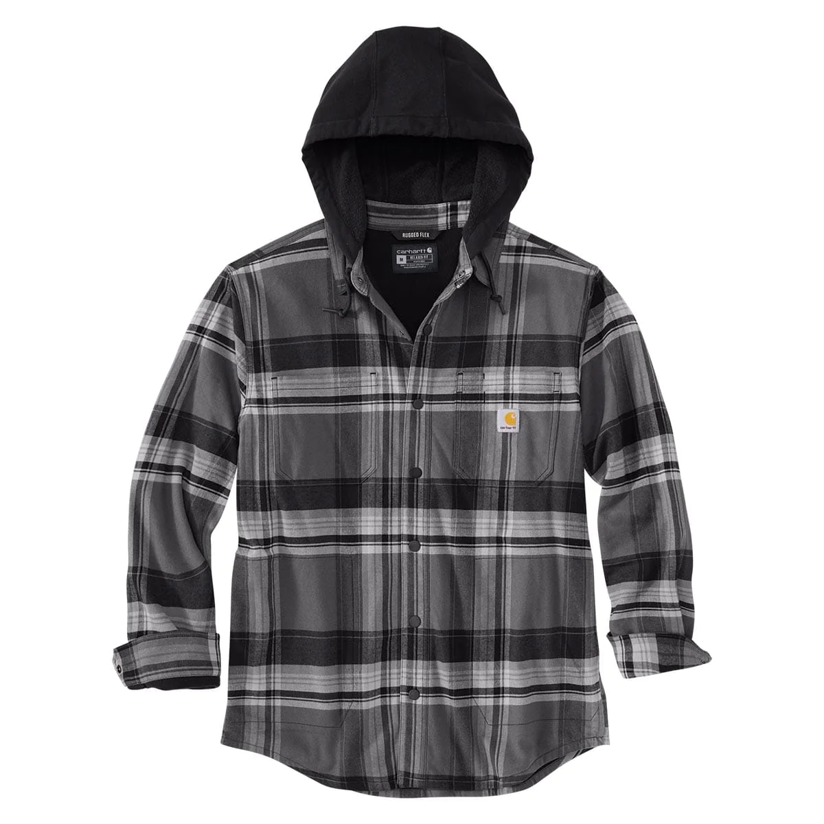 Carhartt Rugged Flex Relaxed Fit Flannel Fleece Lined Hooded Shirt Jac