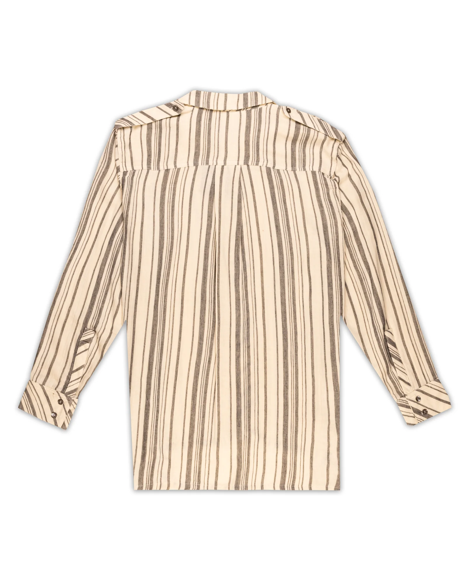 Oversized Military Shirt - Ivory/Noir Stripe